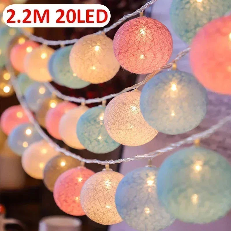 20-LED Rattan Ball String Lights with USB or Battery Power