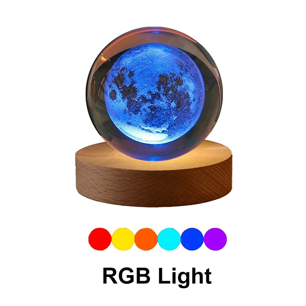 6cm RGB Cosmos Crystal Ball Night Light with USB Plug