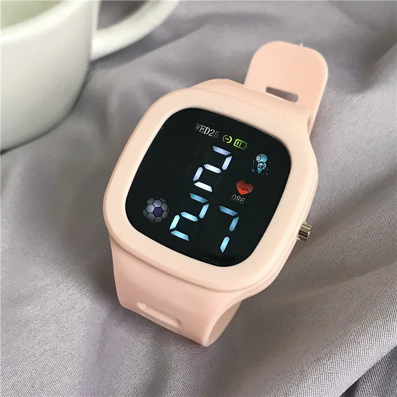 LED Digital Sports Watch with Square Dial and Waterproof Silicone Strap