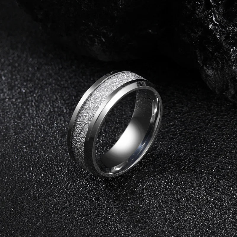 8mm Tungsten Carbide Meteorite Inlay Ring