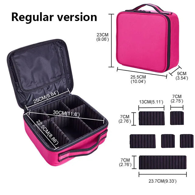 Waterproof Travel Makeup Case - Professional Cosmetic Organizer Bag