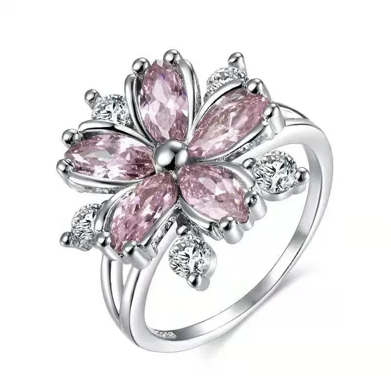 Champagne Crystal Square Statement Ring with 18K Gold Plating