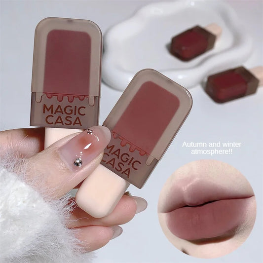 Chocolate Ice Cream Velvet Matte Lip Glaze with Waterproof Long-Wear Finish