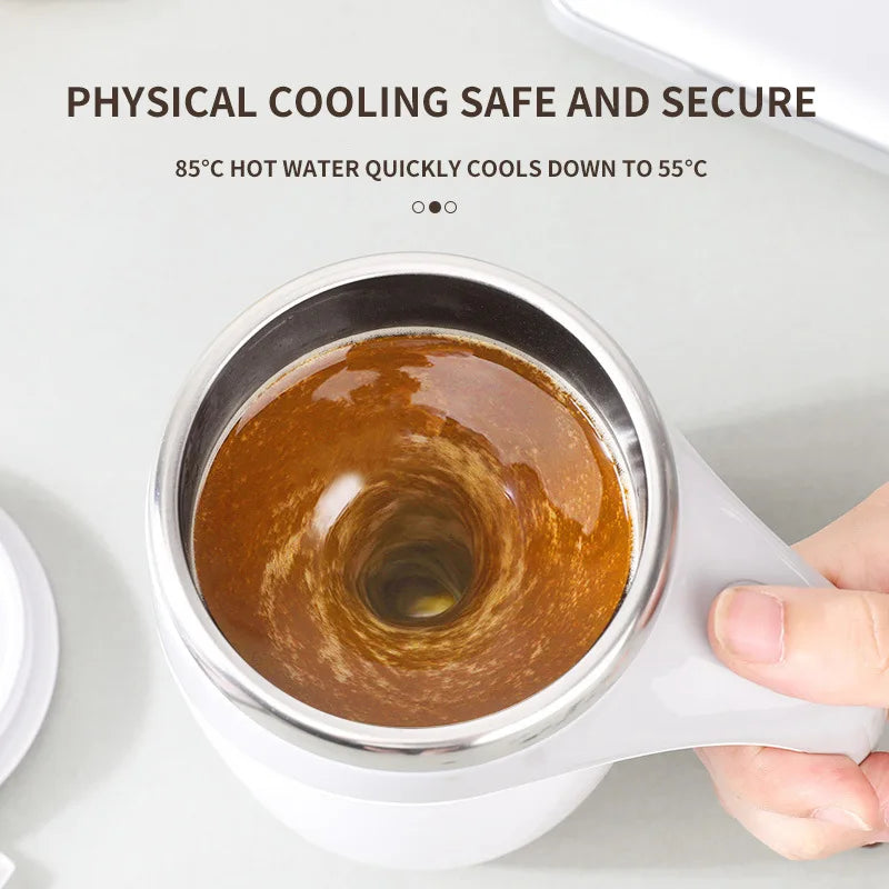Rechargeable Self-Stirring Coffee Mug with Stainless Steel Mixer