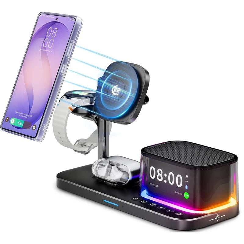 Magnetic Wireless Charger with Bluetooth Speaker Stand