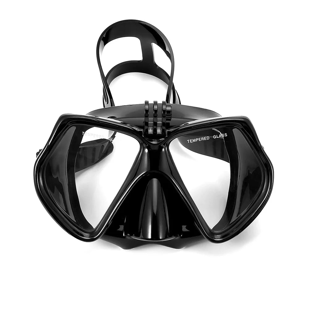 Tempered Glass Diving Mask with Dry Snorkel Tube & Camera Mount