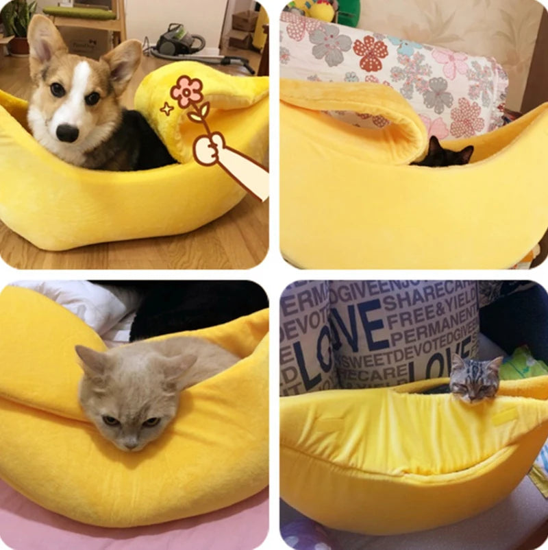 Cozy Banana Cat Bed House for Winter