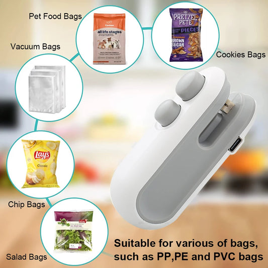 2-in-1 Rechargeable Mini Bag Sealer - Heat Cutter Food Storage Tool
