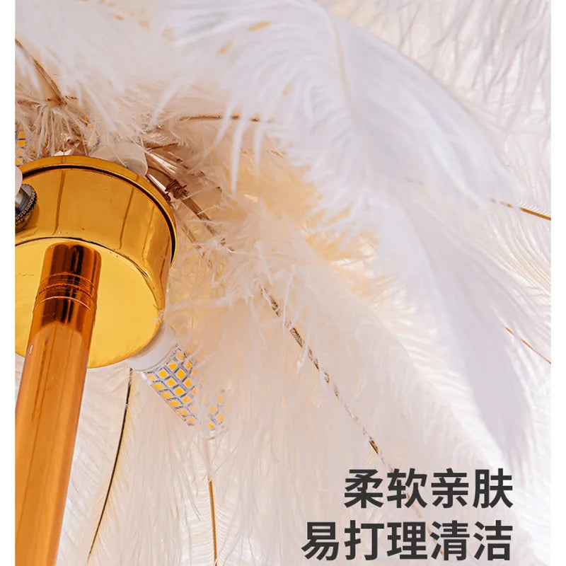Nordic Ostrich Feather LED Floor Lamp with E27 Base
