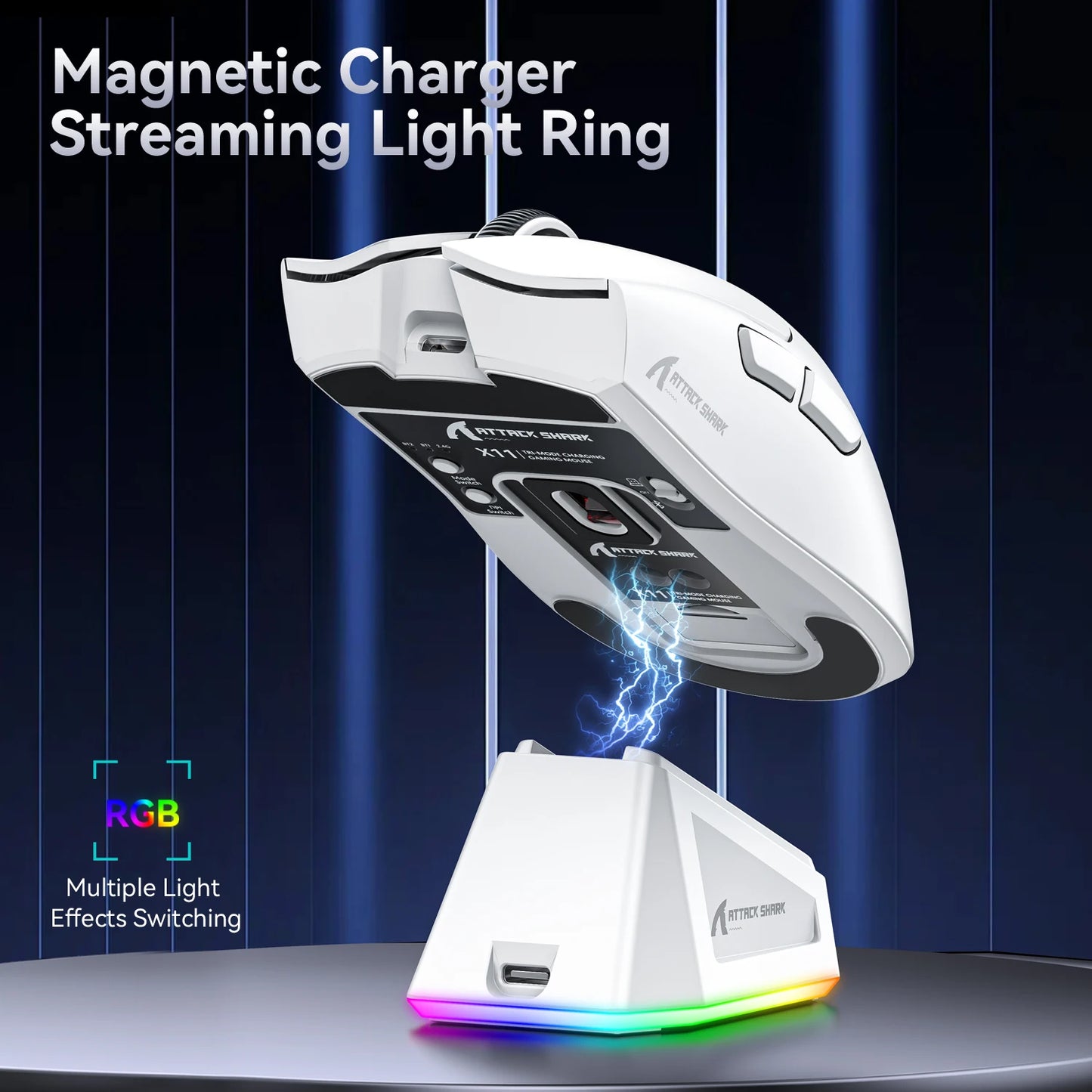 Attack Shark X11 Wireless Gaming Mouse - Tri-Mode RGB Dock