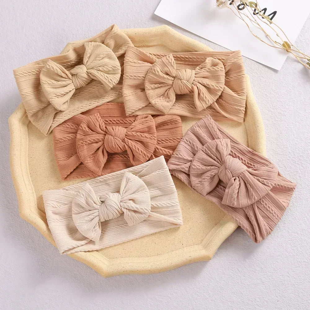 Elastic Jacquard Bow Headband for Newborn Baby Girls