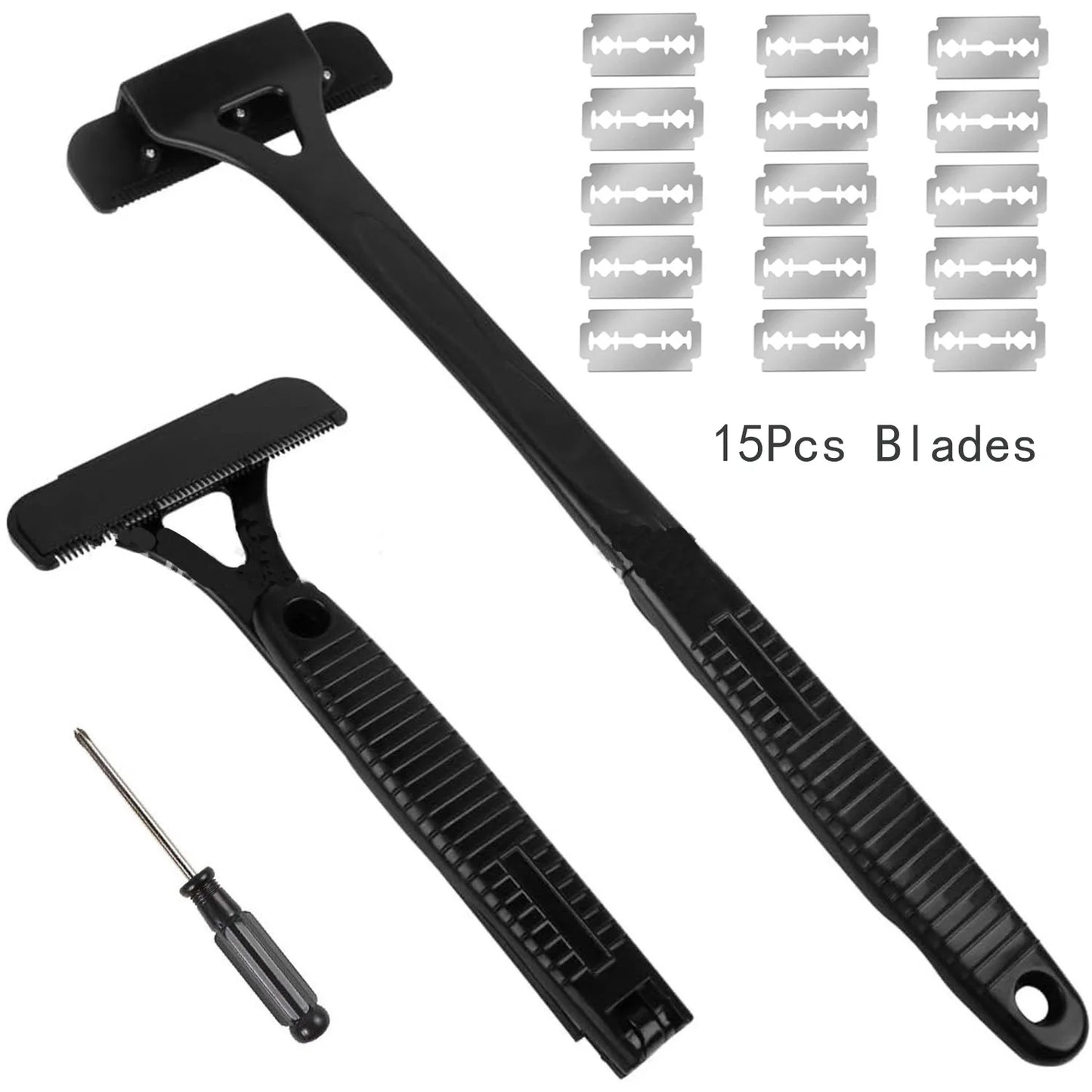 Men Long Handle Foldable Back and Body Shaver with 5 Replacement Blades