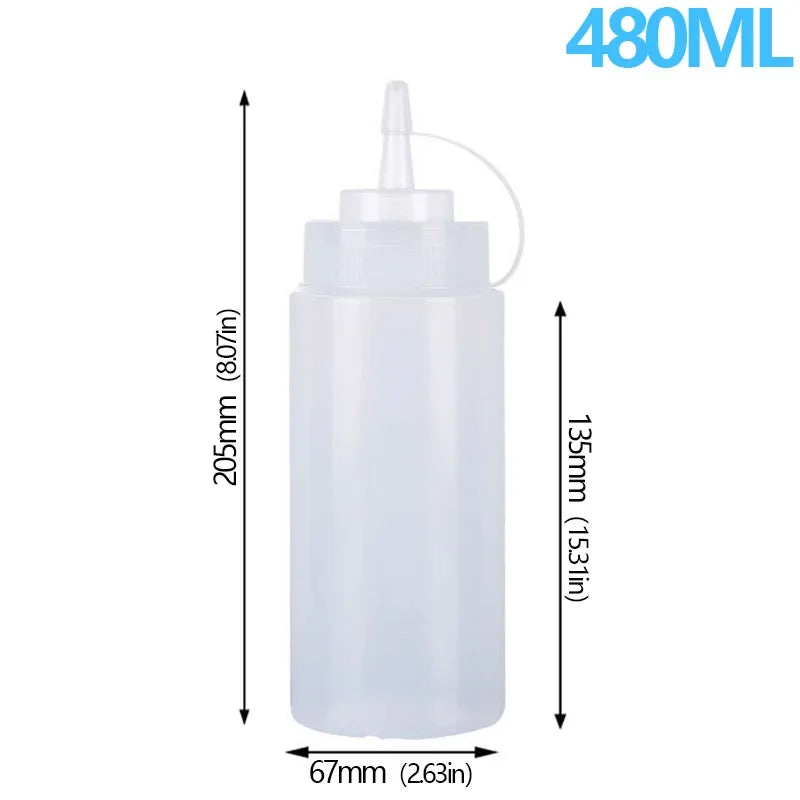 Large Squeeze Condiment Bottle with Nozzle for Sauces and Oils