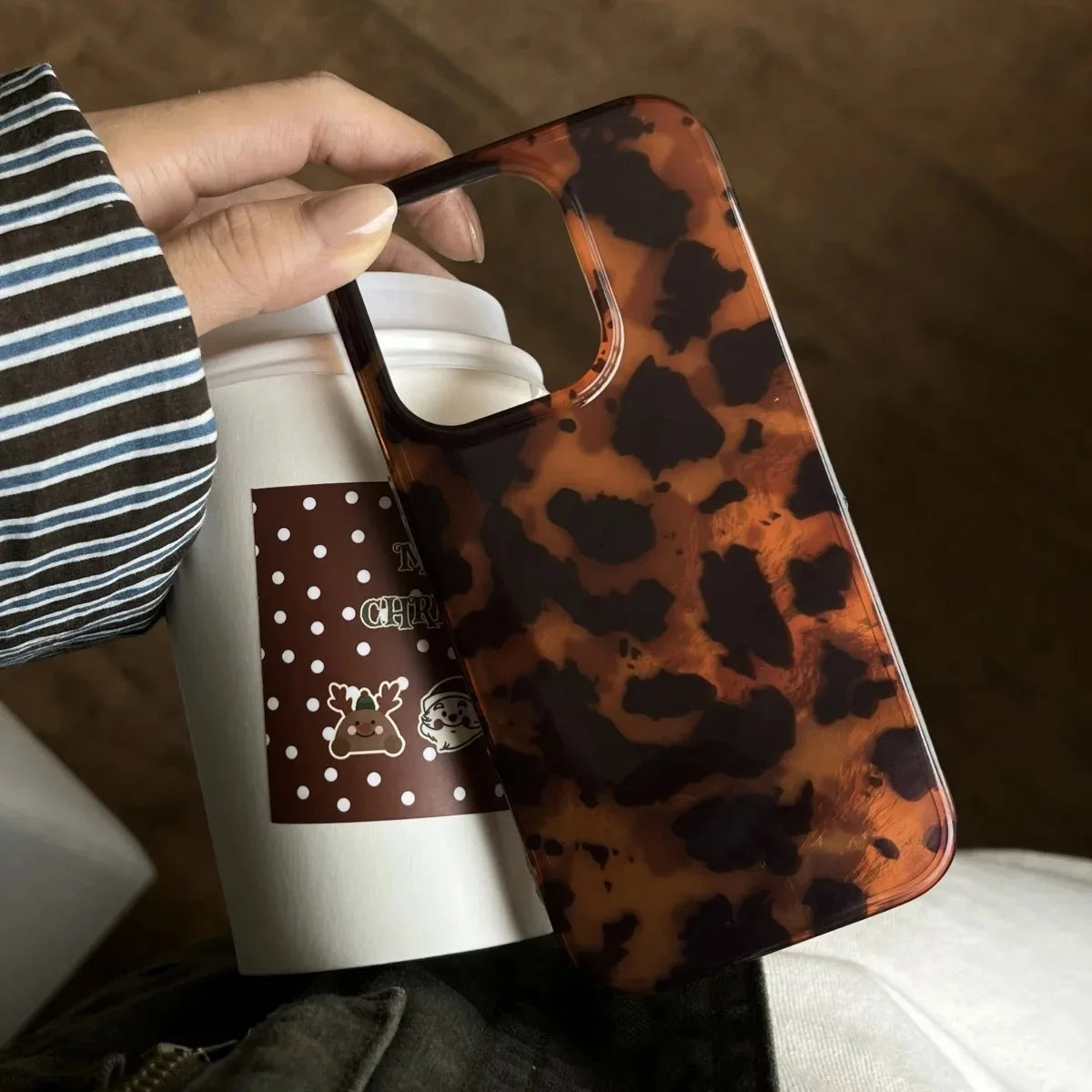 Retro Amber Leopard Print iPhone Case