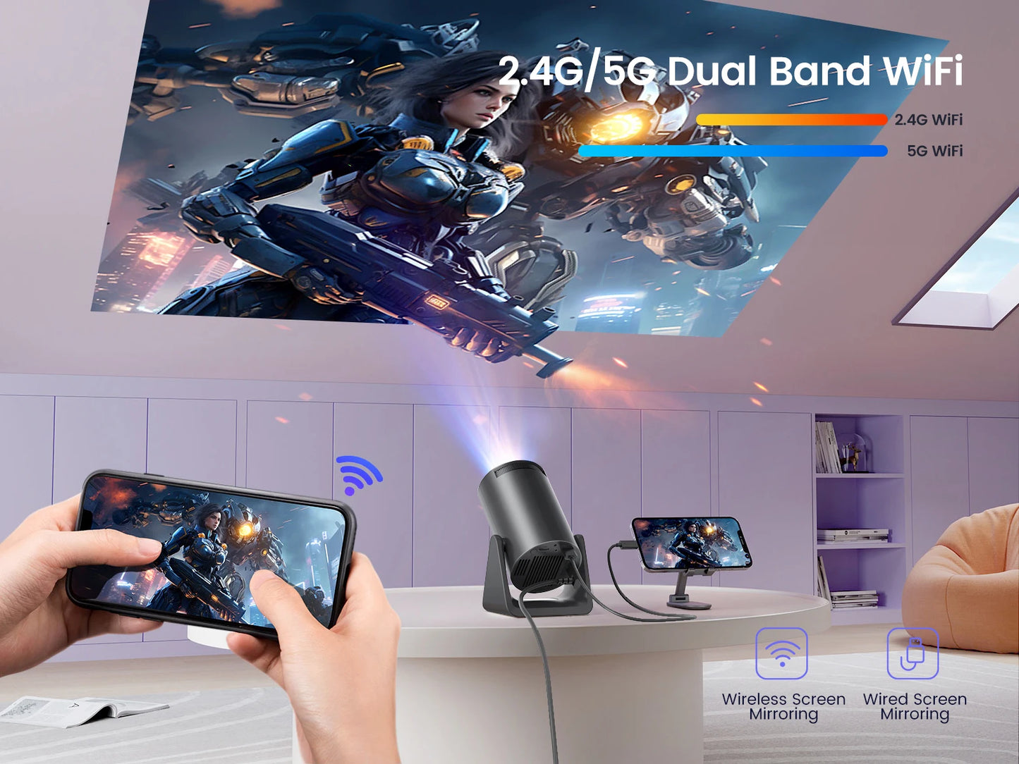 Wimius L1 Mini Projector - 1080P WiFi Bluetooth Home Cinema