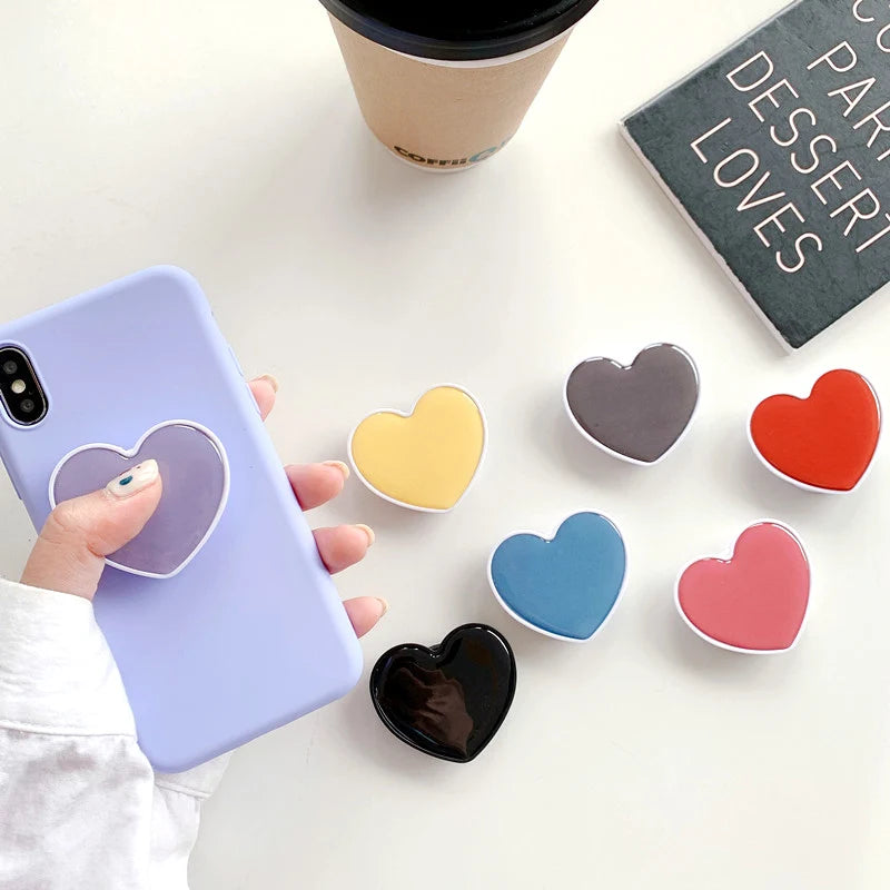 Heart-Shaped Universal Phone Socket Grip Stand for iPhone & Samsung