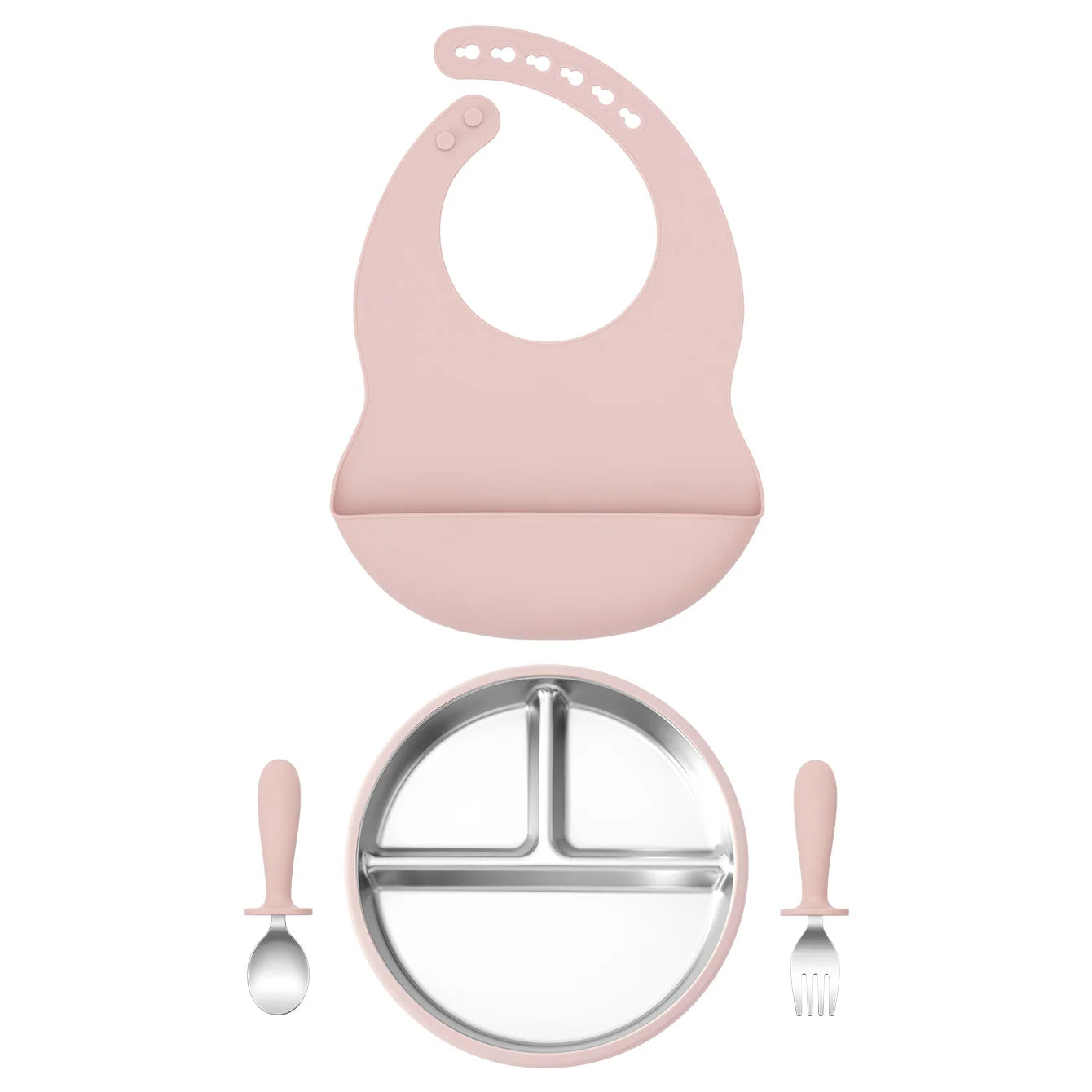 4-Piece Silicone Baby Feeding Set with Bib