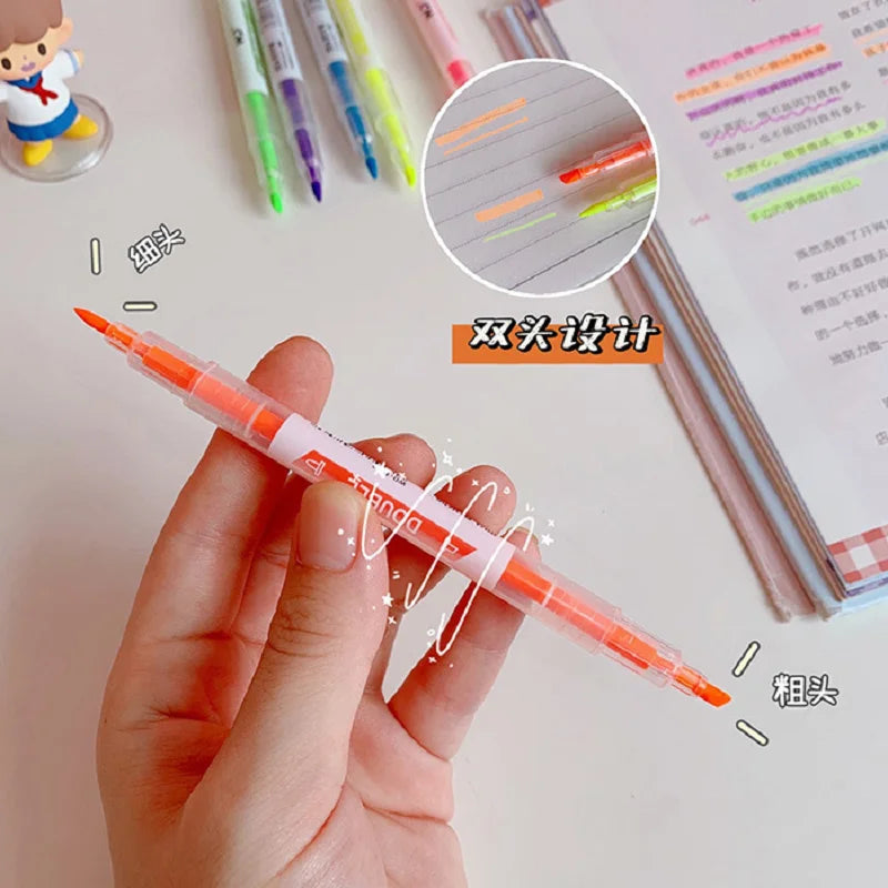 Double-Head Pastel Highlighter Set - 3/6 Color School Office Markers