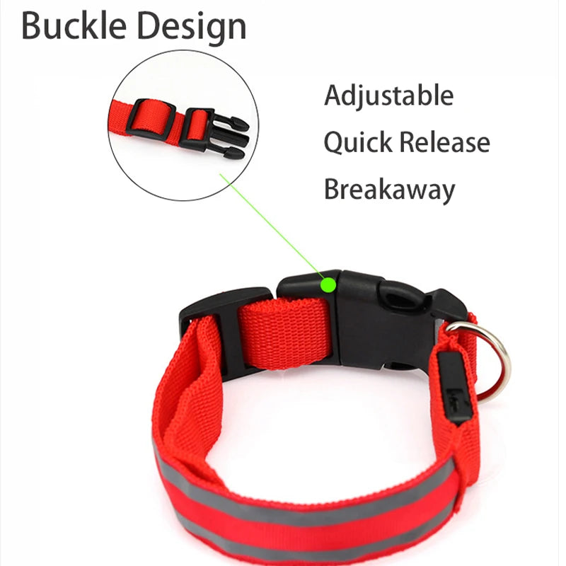 Rechargeable LED Reflective Dog Collar Light for Night Safety