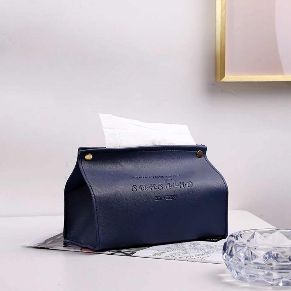 PU Leather Foldable Tissue Box Holder