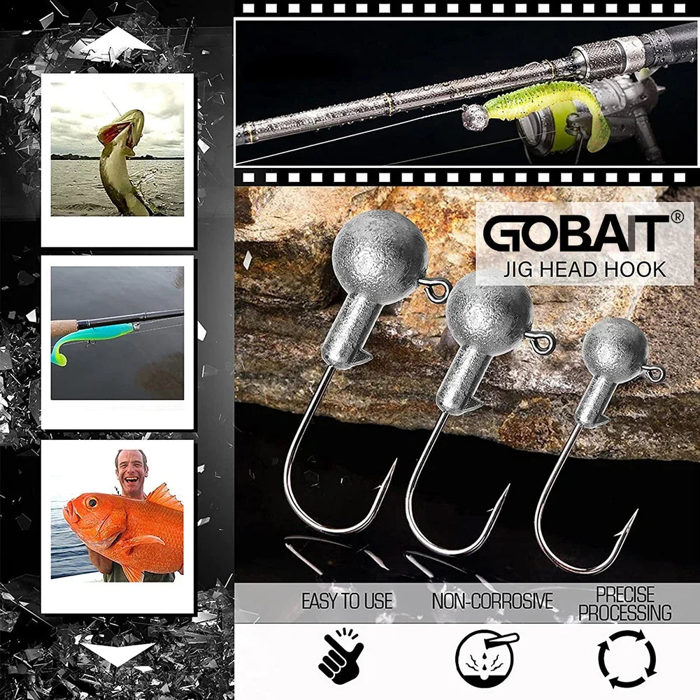 Soft Fishing Lure Kit with T-Tail Worms, Jig Hooks & Metal Jigs