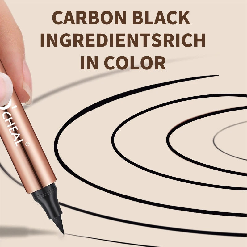 O'CHEAL Waterproof Eyeliner Stamp - Dual-Head Fast-Dry Black Pen