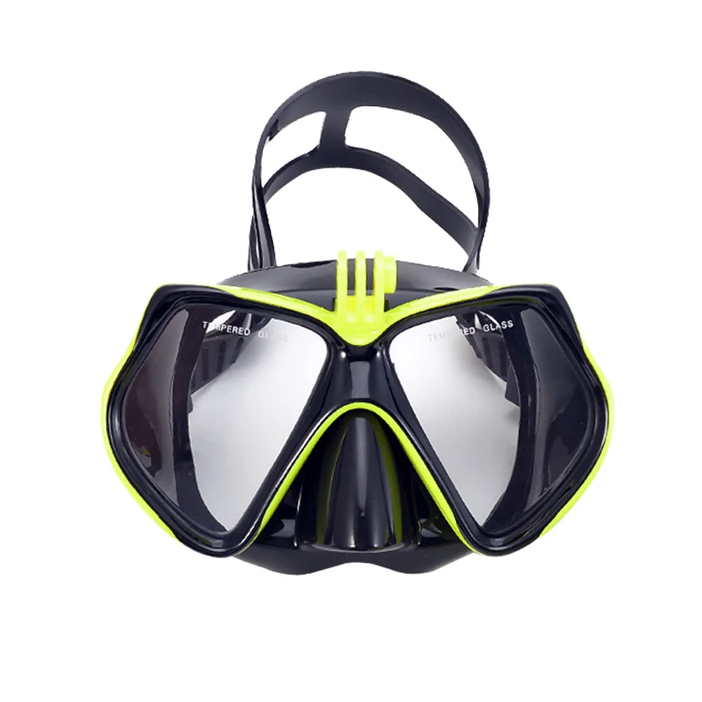 Tempered Glass Diving Mask with Dry Snorkel Tube & Camera Mount