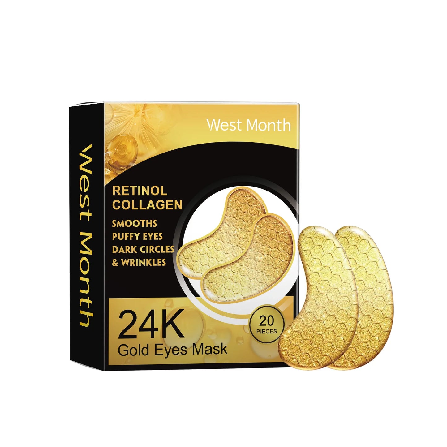 24K Gold Under Eye Patches with Retinol and Collagen for Puffiness Care