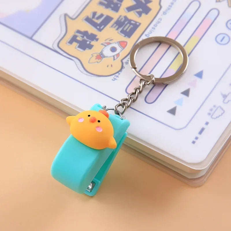 Kawaii Cartoon Mini Stapler Keychain with No. 10 Staple Support