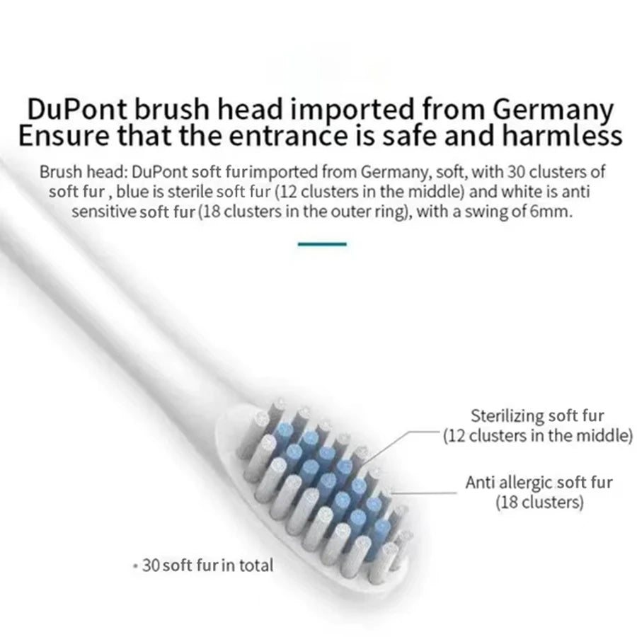 USB Rechargeable Ultrasonic Toothbrush with 6 Speeds and Soft Bristles