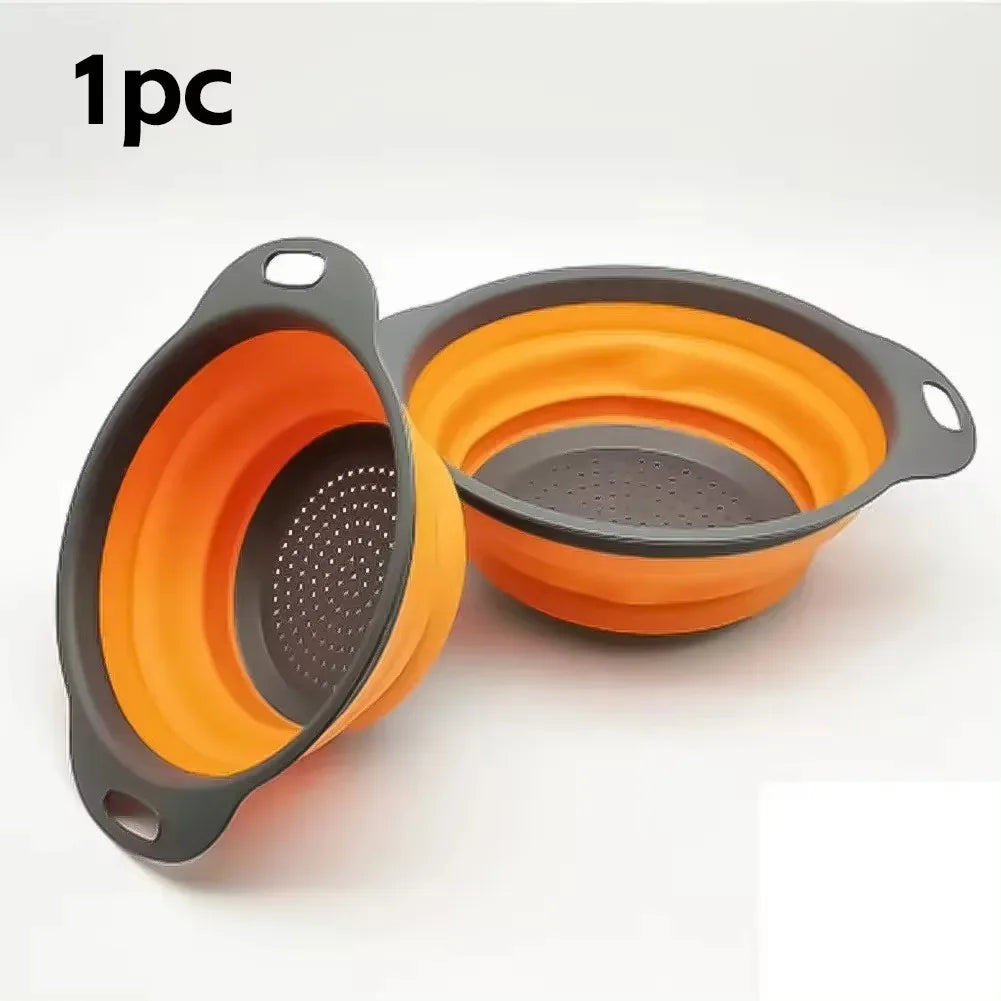 Collapsible Silicone Drain Basket and Foldable Kitchen Colander