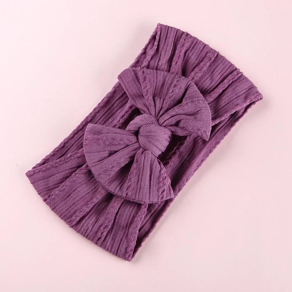 Elastic Jacquard Bow Headband for Newborn Baby Girls