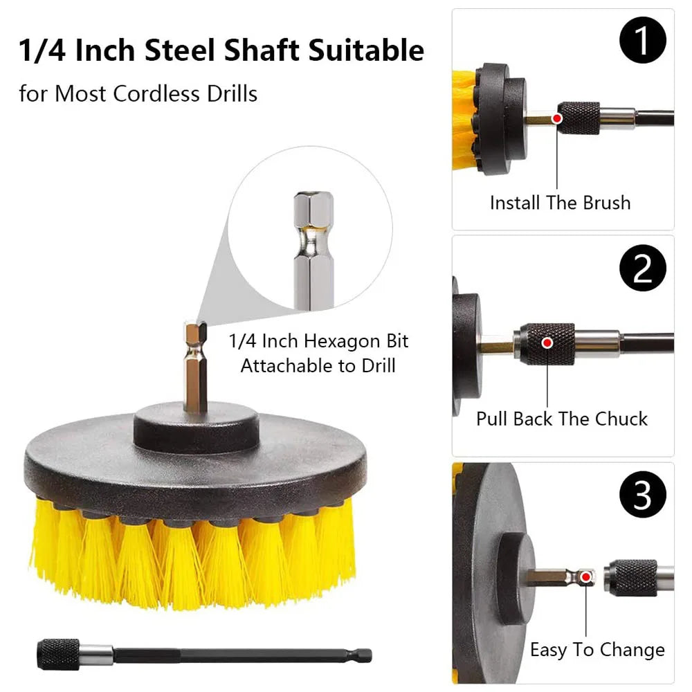 Drill Brush Power Scrubber Attachment Cleaning Set