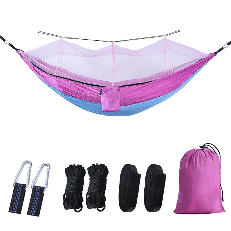 Portable Camping Hammock with Mosquito Net and 210T Nylon Fabric
