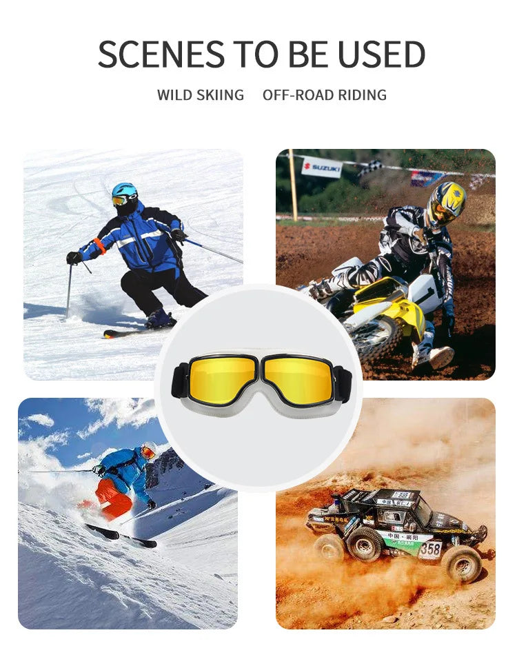 Retro Windproof Motorcycle Glasses - Folding Helmet Sunglasses
