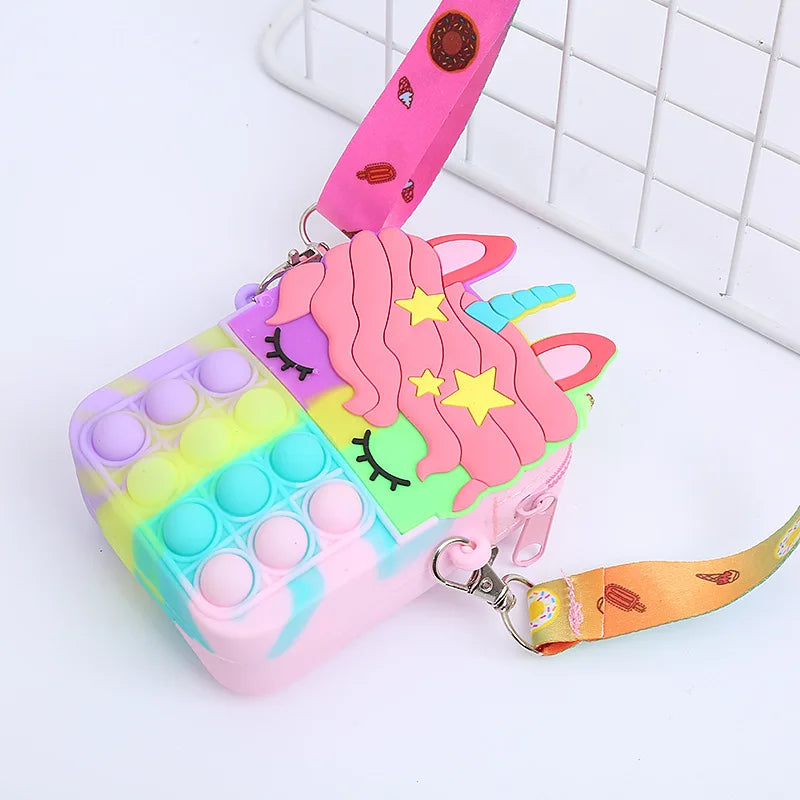 Unicorn Push Bubble Crossbody Bag - Fidget Coin Purse