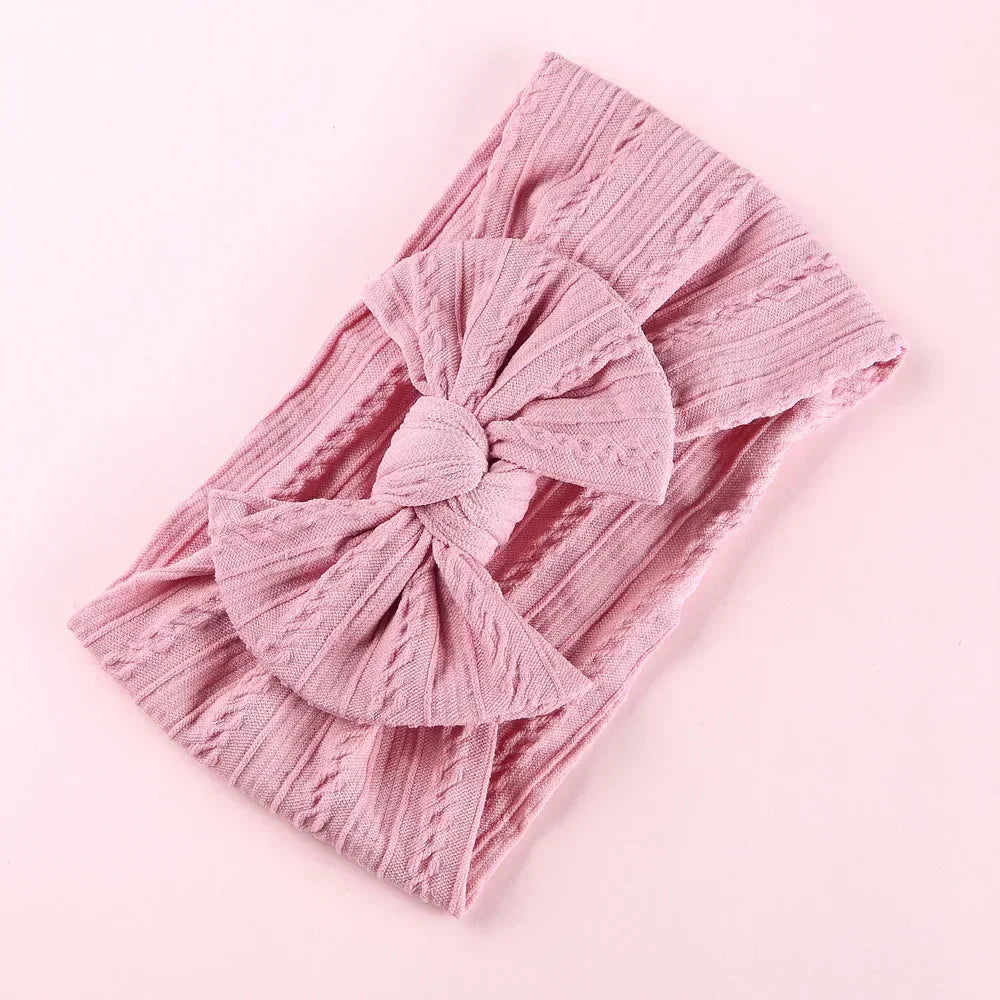 Elastic Jacquard Bow Headband for Newborn Baby Girls