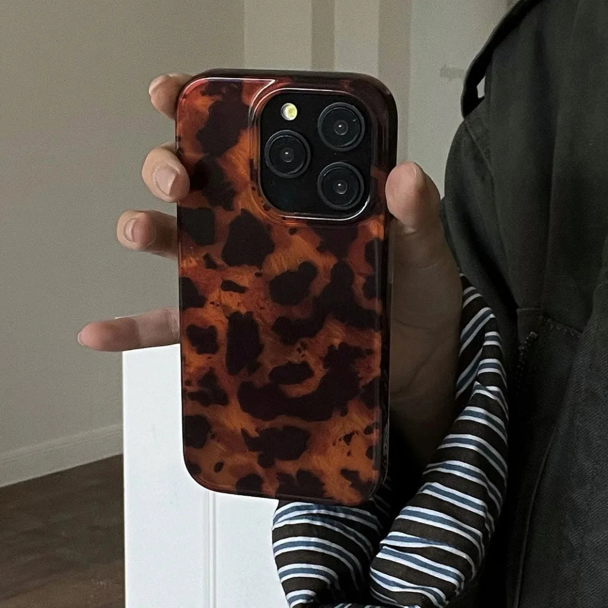 Retro Amber Leopard Print iPhone Case