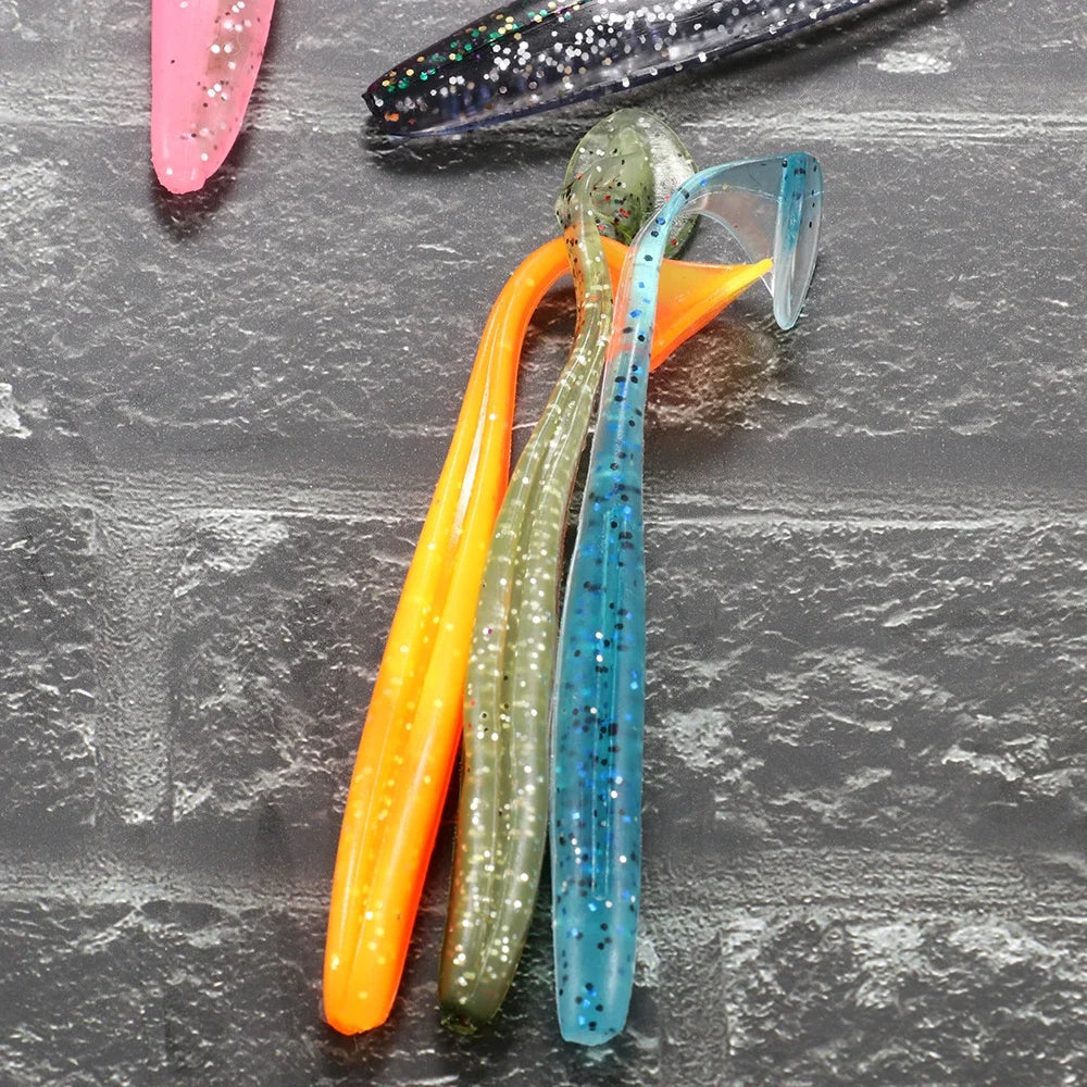 Soft Fishing Lure Kit with T-Tail Worms, Jig Hooks & Metal Jigs