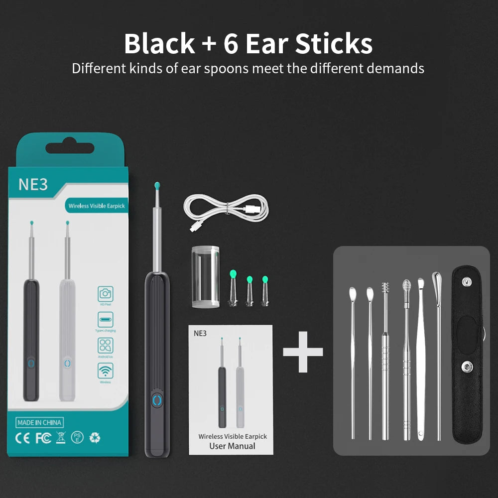 NE3 Wireless Ear Cleaner Camera - LED Otoscope Cleaning Kit