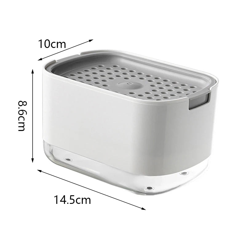 Press Soap Dispenser with Sponge Holder for Kitchen and Bathroom