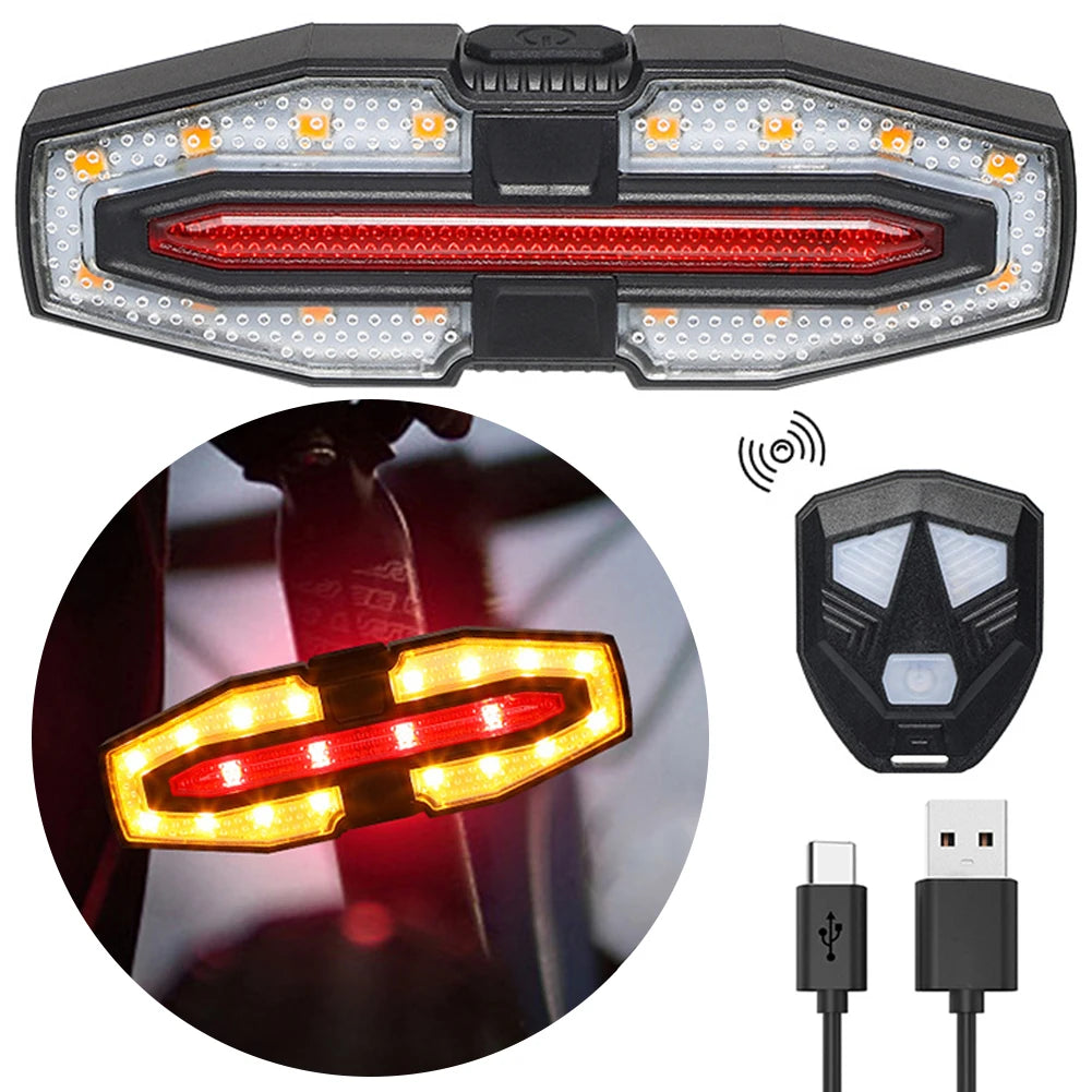 Rechargeable Bike Tail Light with Turn Signals & Wireless Remote