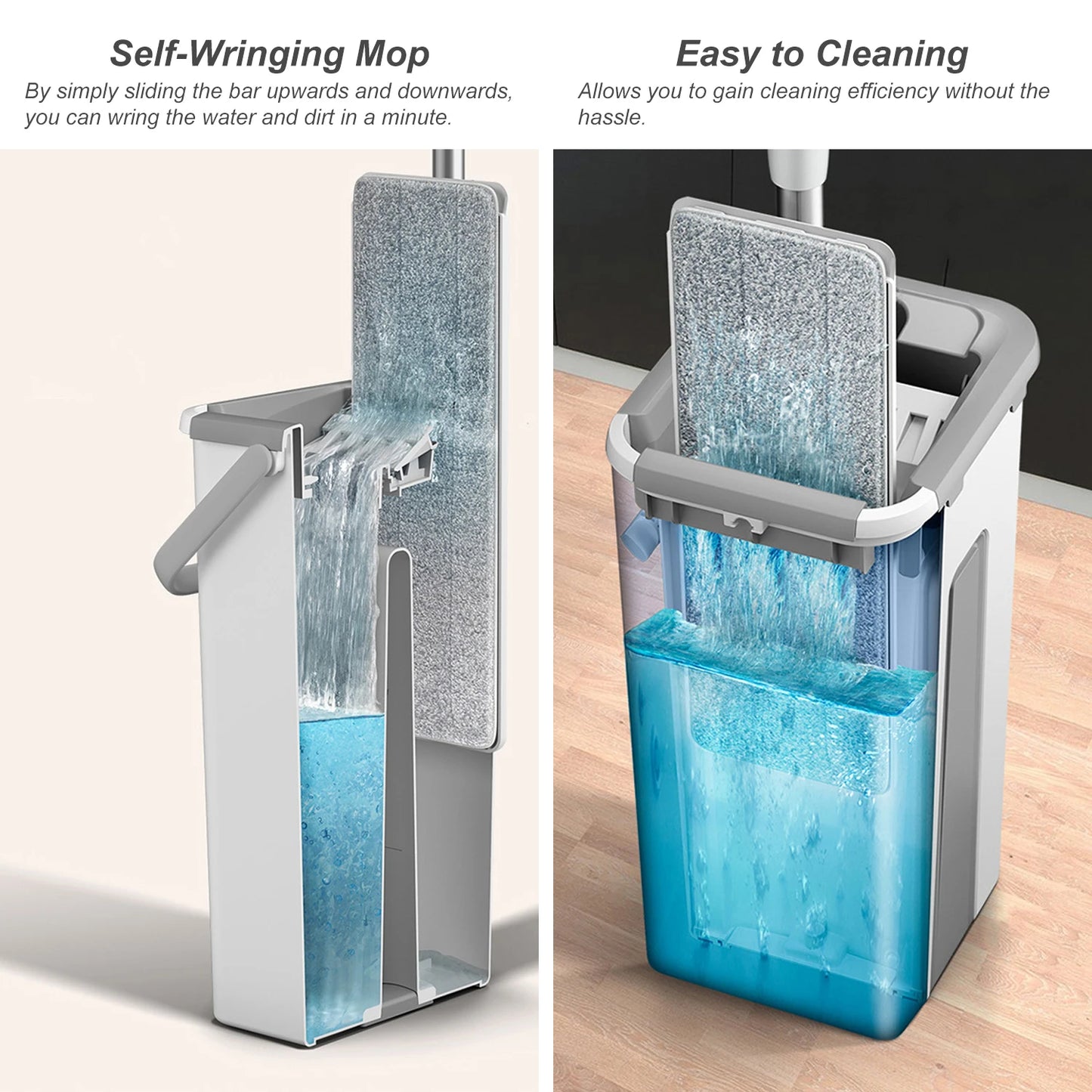 Microfiber Mop with Bucket and Reusable Washable Pads