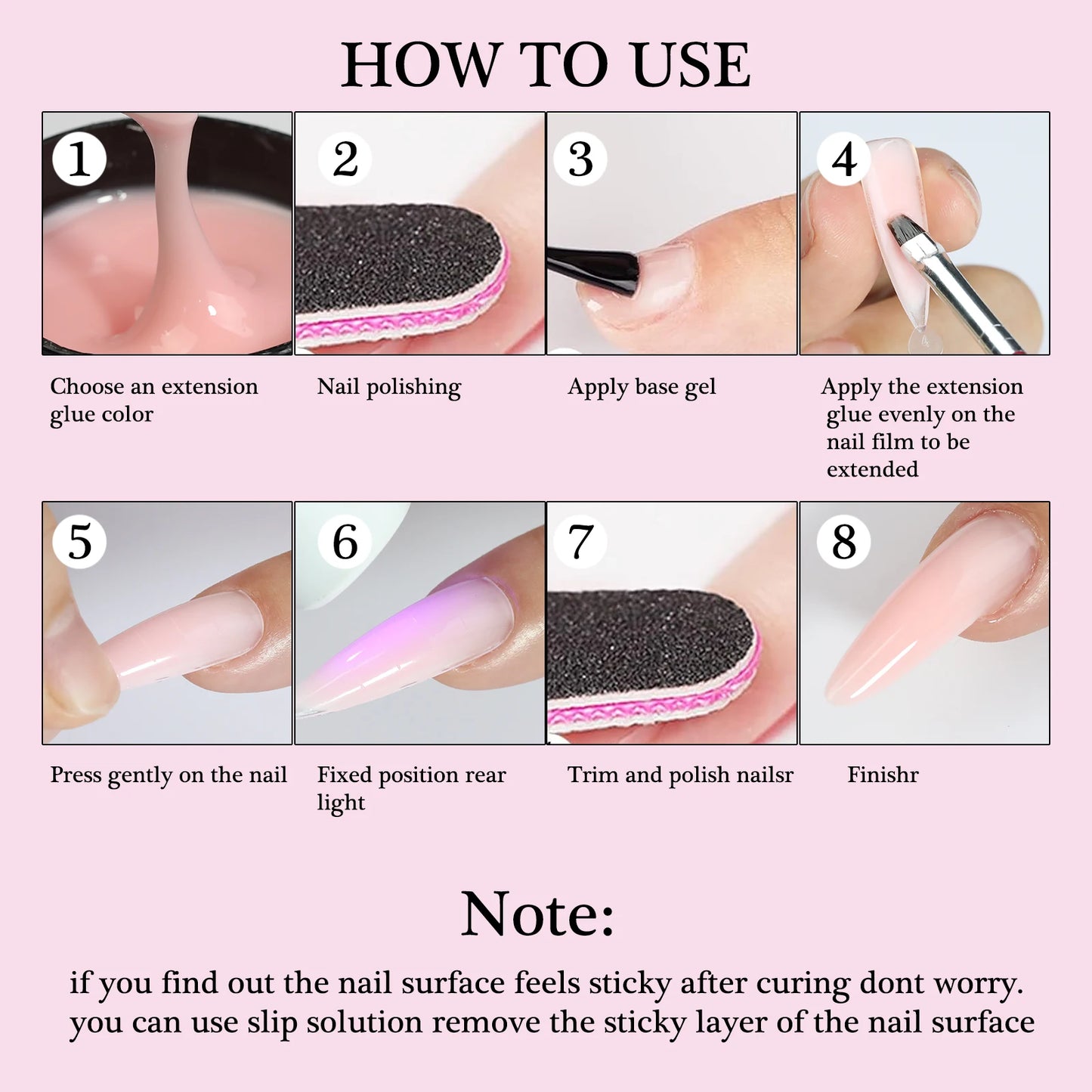 UV LED Poly Nail Gel Builder Set - Nude Pink Clear Extension Jars