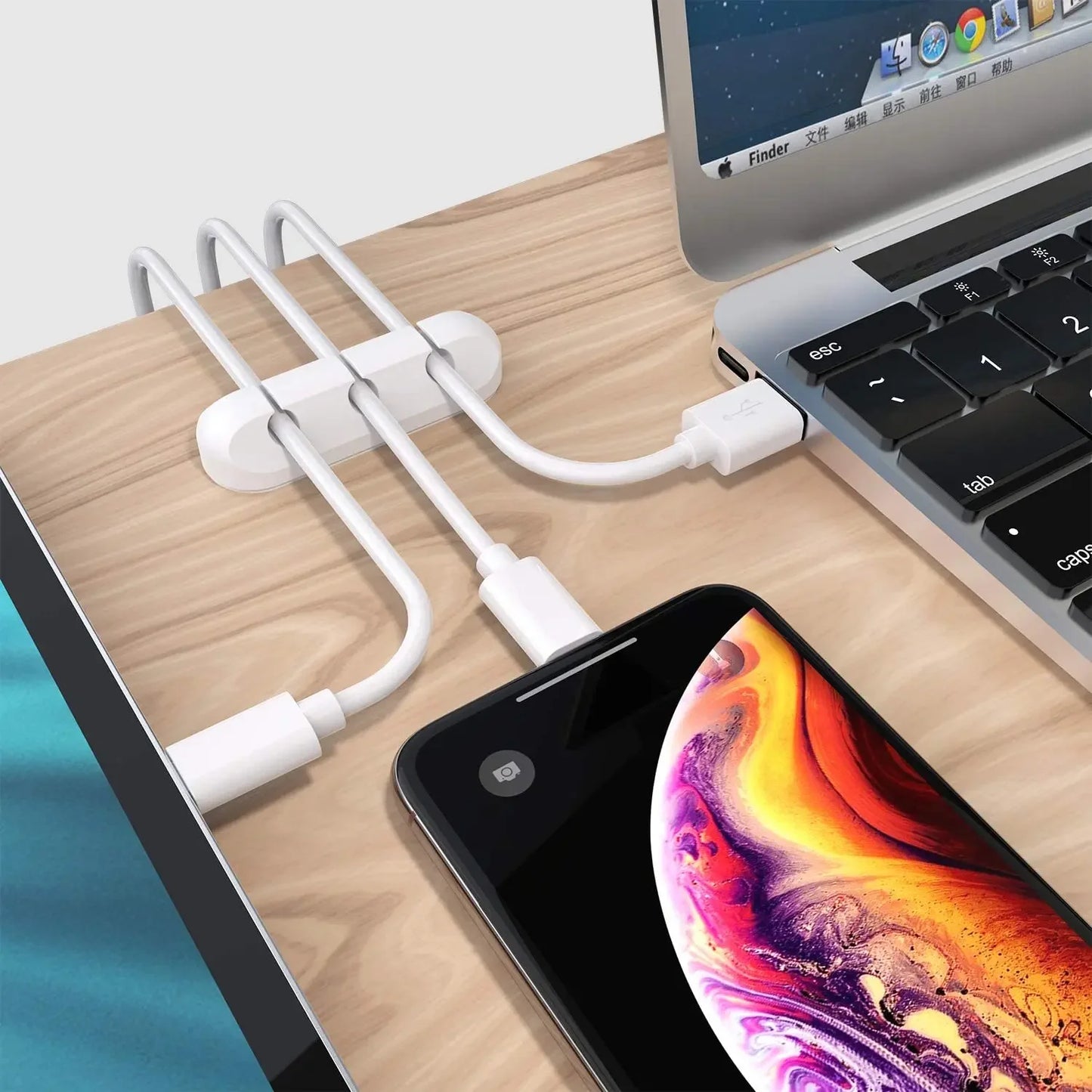 NNBILI Silicone Cable Organizer Clip for USB, Mouse, and Headphone Wires