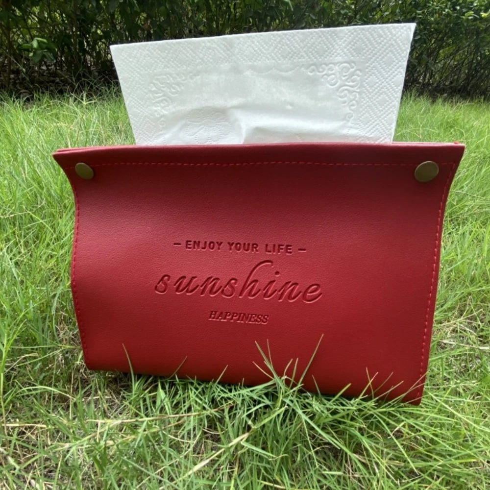 PU Leather Foldable Tissue Box Holder