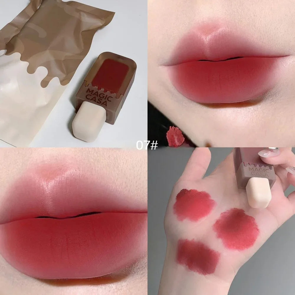 Chocolate Ice Cream Velvet Matte Lip Glaze with Waterproof Long-Wear Finish