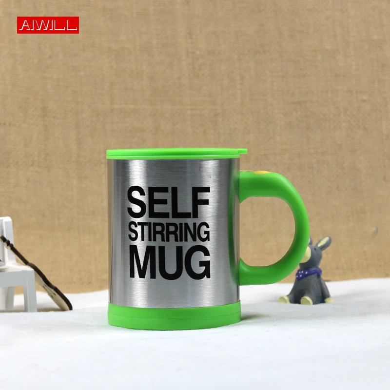 Self-Stirring Stainless Steel Coffee Mug with Color Options