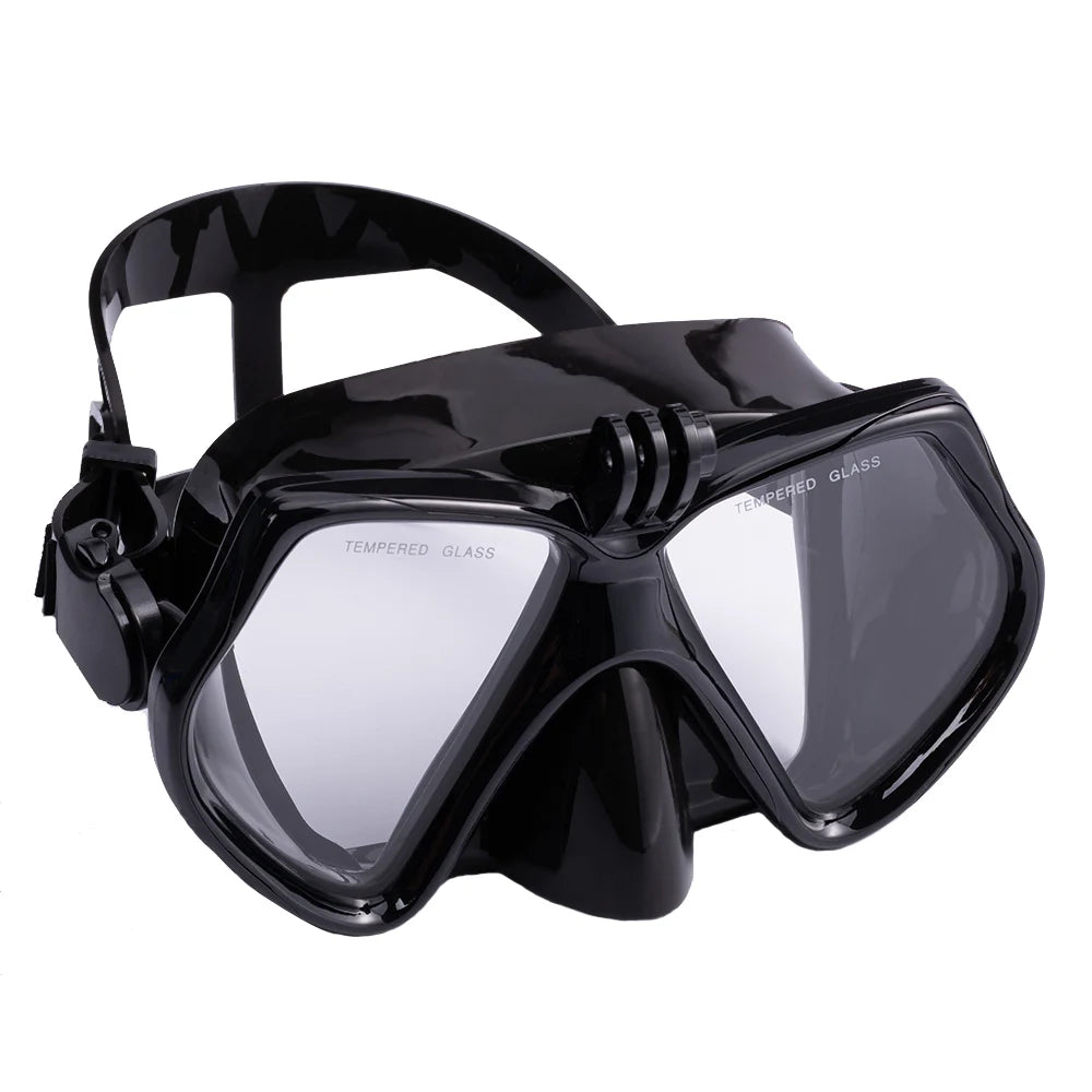 Tempered Glass Diving Mask with Dry Snorkel Tube & Camera Mount