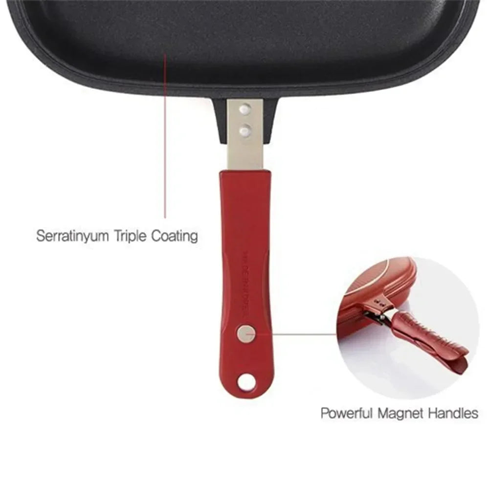 Double-Sided Nonstick Grill Frying Pan and Skillet